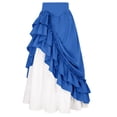 thumbnail image 2 of larppty Women Gothic Victorian Skirt High Waist Double-Layer Lace Ruffle Renaissance Maxi Skirts（Blue，XXL）, 2 of 5