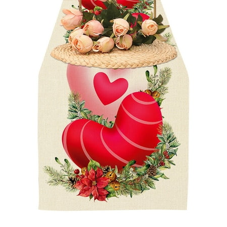 

Jungdeepe Valentine s Day Table Flag Car Doll Pattern Home Decoration Tablecloth Party Atmosphere Decoration Props And Birthday Decorations Table Stripe Chiffon Cake Molder Chiffon Table Runners End