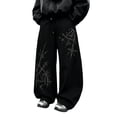 thumbnail image 3 of ibiyuan Men's Y2k Spiderweb Graphic Baggy Sweatpants Elastic Waist Wide Leg Active Track Pants Streetwear, 3 of 7