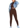 thumbnail image 3 of Qiylii Women’s Solid Color Suits,Long-Sleeves Short Top+High-Waist Skinny Pants, 3 of 3