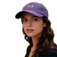 thumbnail image 3 of Vintage Washed Baseball Cap, Hand Embroidered Flower Design Trucker Style Hat, Adjustable Sun Hat for Women Men, Casual Outdoor Unisex Cap for Daily Wear - Purple, 3 of 4