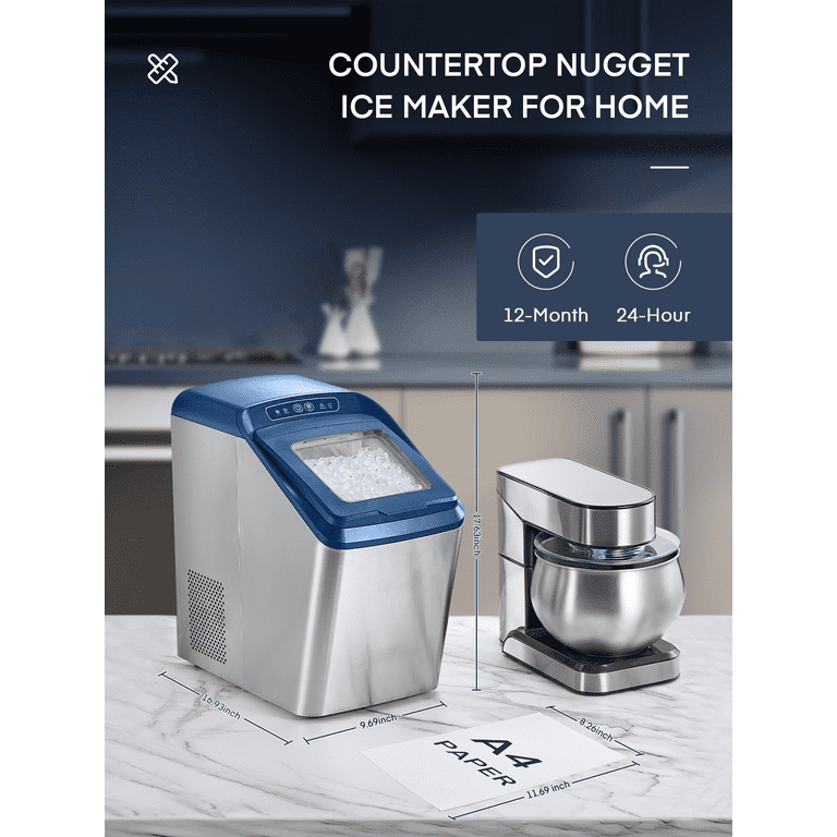 Nugget Ice Maker Countertop, 30Lb Pebble Pellet Ice per Day, Auto