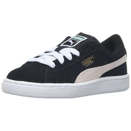 Puma 360757-01: Suede PS Classic Kids Black/ White Sneaker (3.5 M US Little