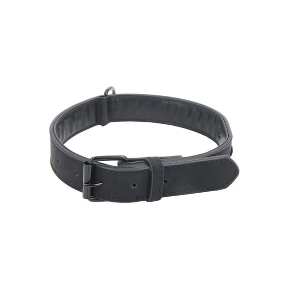 Leather Dog Collar Soft Padded Heavy Duty Breathable Pet Collar with Adjustable Metal Buckle for Small Medium Large Dogs Black