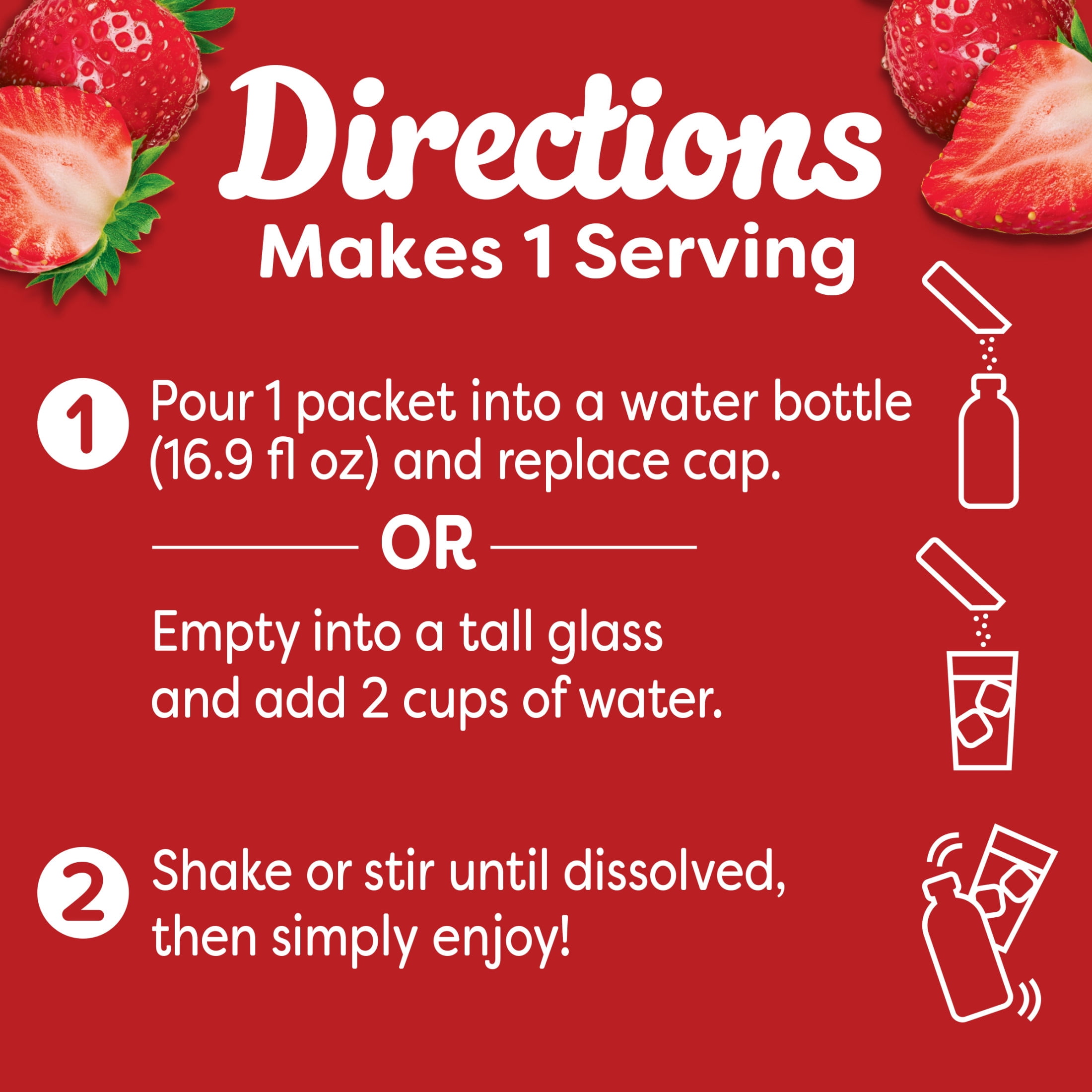 Crystal Light Drink Mix with Caffeine, 10 Packets, for Convenient On-the-Go Flavorful Hydration, Wild Strawberry artificial flavor, Zero Sugar, 1.1 oz
