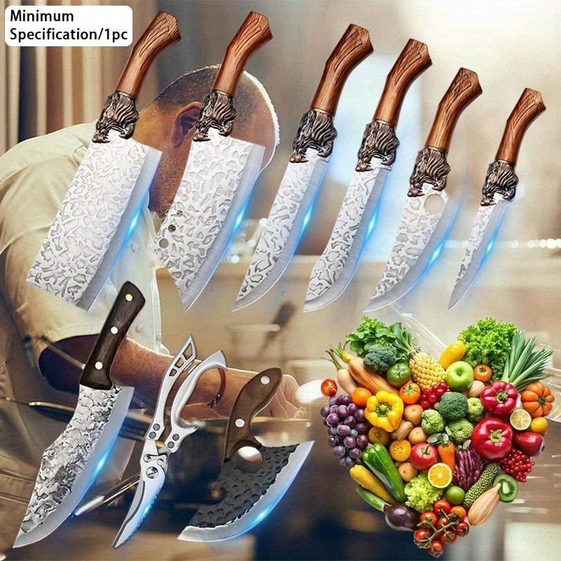 3PCS Handmade Chef Knife Stainless Steel Set of Kitchen Knives Sharp Sashimi Knife Beef Knife Multipurpose Knife Camping Knife Professional Knife Sets for Kitchen Cutting Knife Unique Kitche