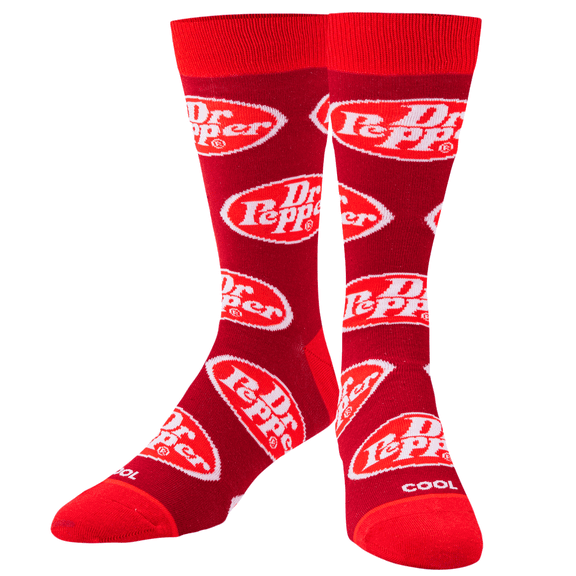 Cool Socks – Dr Pepper Retro Logo Design – Novelty Crew Sock – Large – Soft Cotton Blend – Fun
