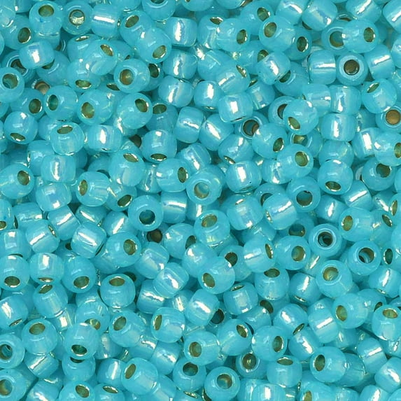 Toho Seed Beads, Round 11/0 #PF2117 'PermaFinish Silver Lined Milky Aqua', 8 Grams