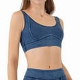 thumbnail image 2 of Women'S Slim Cropped Denim Vest Stretchy Scoop Neck Pullover Jean Sports Bra Tank Top Deep Blue XL, 2 of 9