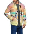 thumbnail image 2 of Johaoi Bluey Pattern Zip Hoodie Sweatshirt for Men,Sleeve Pullover Casual Long Hooded Sweatshirt with Zipper-, 2 of 5