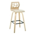 thumbnail image 4 of LumiSource Black Metal, Natural Wood, Cream PU Folia 30" Fixed-Height Barstool - Set of 2, 4 of 6