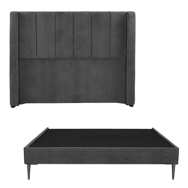 Cabecera Individual Foss Gris Carbon+ Box Base Cama Slim Individual