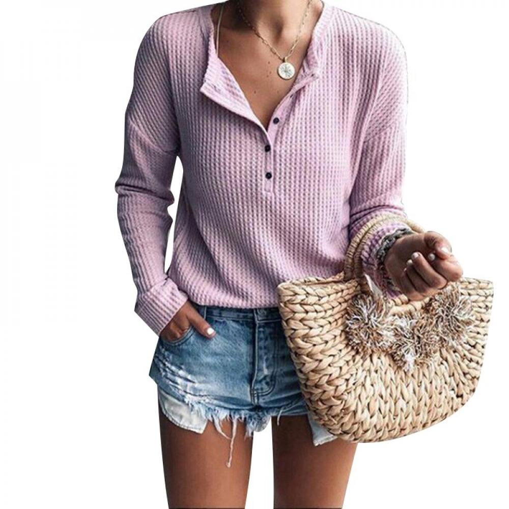 Clearance! Sweaters Ladies Solid Color 