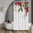 thumbnail image 2 of Red Flowers Shower Curtain Sage Green Leaves Red Fruits Vine Plants Shower Curtains for Bathroom Bathtubs Waterproof Fabric Shower Curtain with Hooks 36x72 Inches, 2 of 6