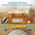 thumbnail image 3 of U-Shaped Electric Standing Desk, Height Adjustable Sit Stand Desk with 3 Memory Presets, Ergonomic Home Office Computer Desk with Hooks, Extra Large Workspace, Vintage, 3 of 7