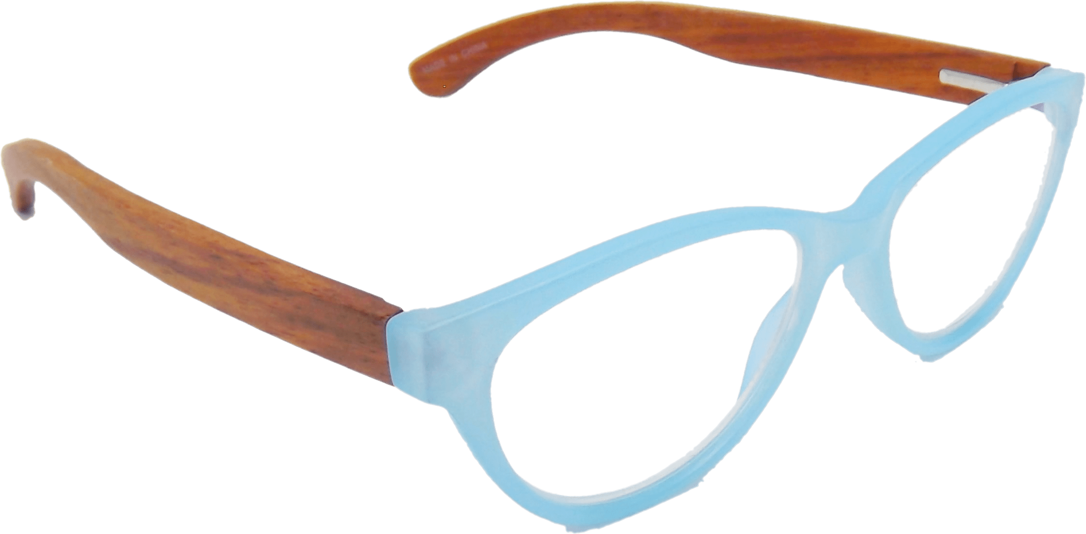 EYEGEMS Brand Blue Light Blocking Computer +2.00 Reading Glasses Eco Friendly Sustainable Walnut Wood Turquoise 3461