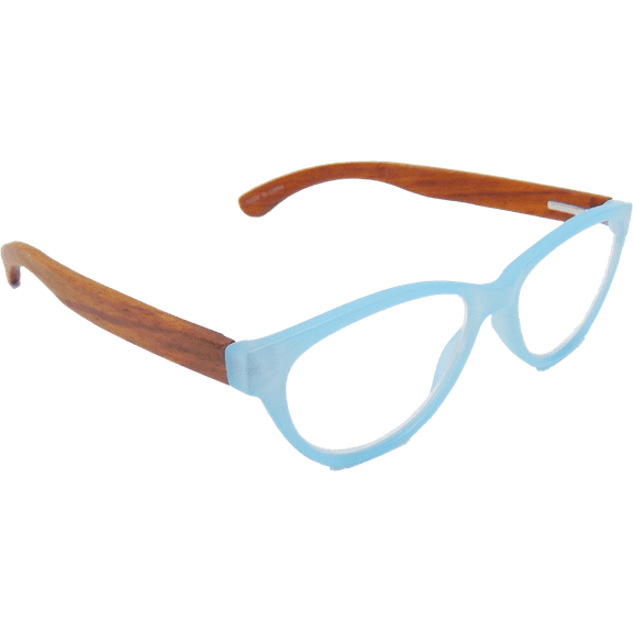 EYEGEMS Brand Blue Light Blocking Computer   3.00 Reading Glasses Eco Friendly Sustainable Walnut Wood  Turquoise 3461