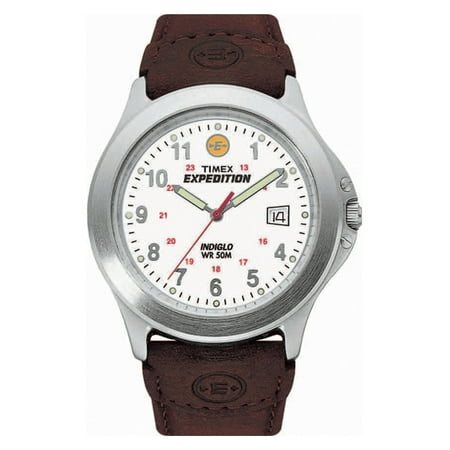 Timex Men's Expedition Metal Field Watch, Brown Leather Strap