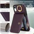 thumbnail image 6 of Allytechgroup iPhone XR Wallet Case, Ring Holder Stand Cards Slots Shockproof Retro Flip Back Cover Phone Case for Apple iPhone XR, Purple, 6 of 8