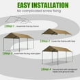 thumbnail image 5 of ECOLINEAR Carport 10x20 ft Heavy Duty Carport, Outdoor Potable Garage with 6 Galvanised Steel Pipes, Carport Canopy with Anti UV All-Season Waterproof Tarp, Car Canopy for Cars,Trucks, Boats(Yellow), 5 of 7