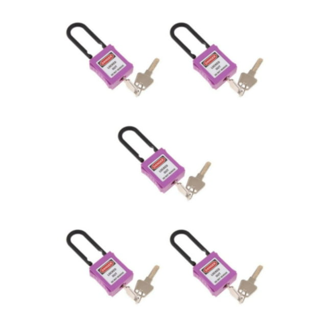 mmirethe Durable 38 mm PVC Curved Safety Lockout Padlock Ensuring Security Purple 90x40x19 mm 5Set