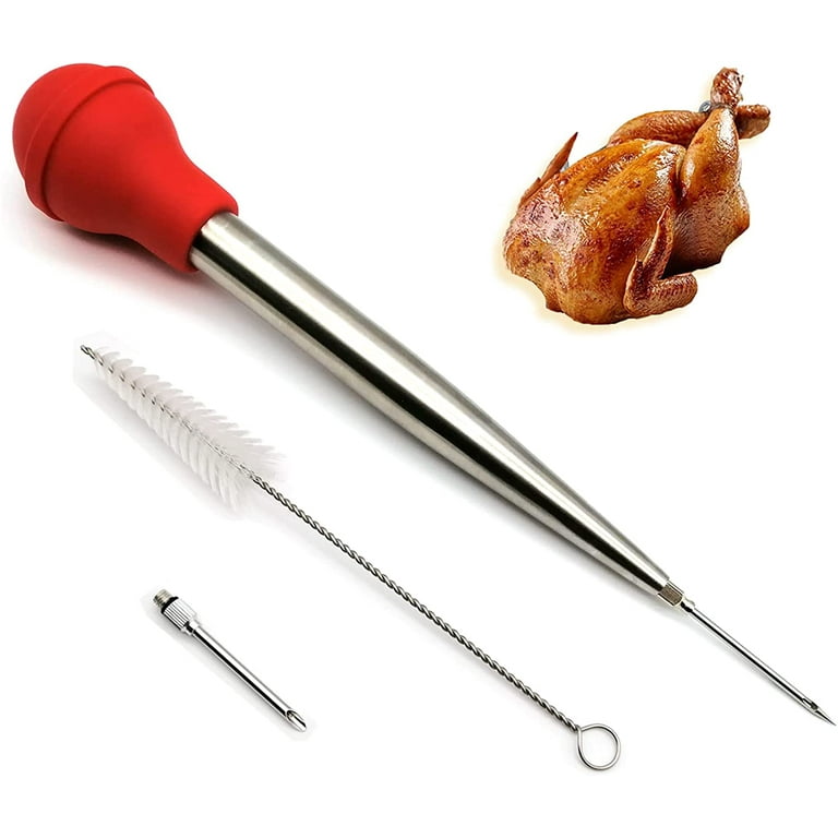 Turkey Baster for Cooking, Stainless Steel Turkey Baster Syringe, Red