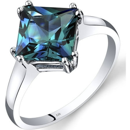 2.75 ct Princess Cut Created Alexandrite Solitaire Ring in 14K White Gold