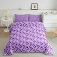 thumbnail image 1 of Erosebridal Purple Checkered Bedding Queen Comforter Set, Square Geometric Comforter Sets Queen Size, Abstract Reversible Down Comforter, Ultra Soft Bedroom Decorative, 3pcs, 1 of 8