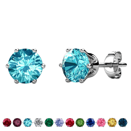 Cate & Chloe March Birthstone 18k White Gold Plated Women's Stud Earrings 1ct Swarovski Crystal