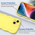 thumbnail image 2 of Case for iPhone 14 Plus Case Wave, Curly Frame Design for Women Girls, Cute Wavy Solid Color Aesthetic Phone Case Soft Flexible TPU Shockproof Full-Body Protective Case Cover 6.7" - Yellow, 2 of 12