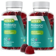VITEEY Probiotic Gummies with Prebiotic Fiber, Gut & Immune Support, Berry Flavor 60 Count, 2 Pack