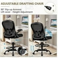 thumbnail image 4 of Winrise Drafting Chair, Tall Office Chair Ergonomic Standing Desk Chair, Lumbar Support Computer Chair Swivel Task Rolling Chair with Adjustable Flip-up Armrests & Foot Ring (Black), 4 of 13