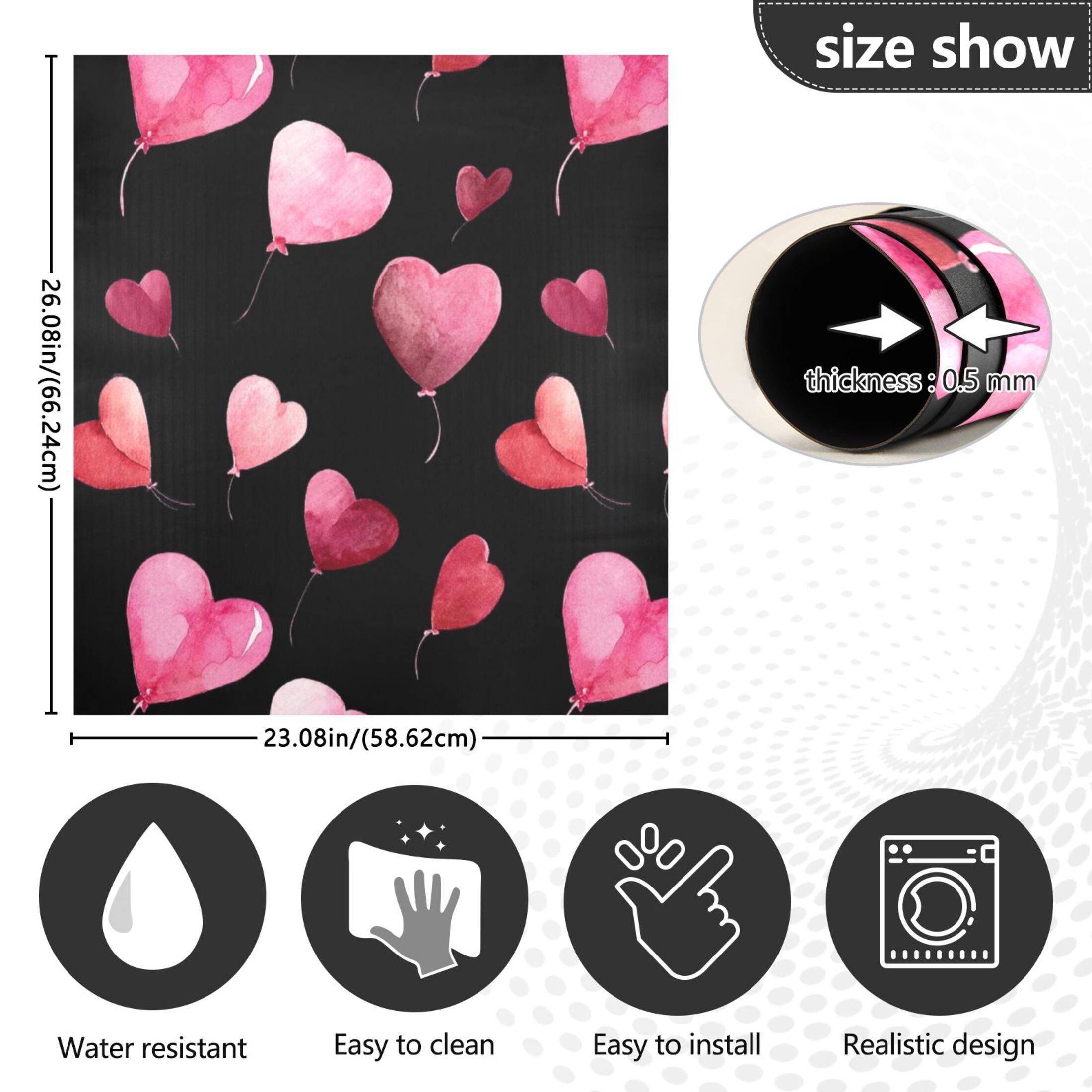 IAUYY Magnetic decorative sticker - 23x26 Inch PVC Refrigerator Decorative Cover, Removable DIY Art for Kitchen Appliances Heart Shaped Balloon
