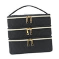 thumbnail image 4 of Neceser de baño, organizador de cosméticos compacto con cremallera, bolso de mano para mujer, neceser para esmalte de uñas, camping, hogar, cosméticos Negro, 4 of 10