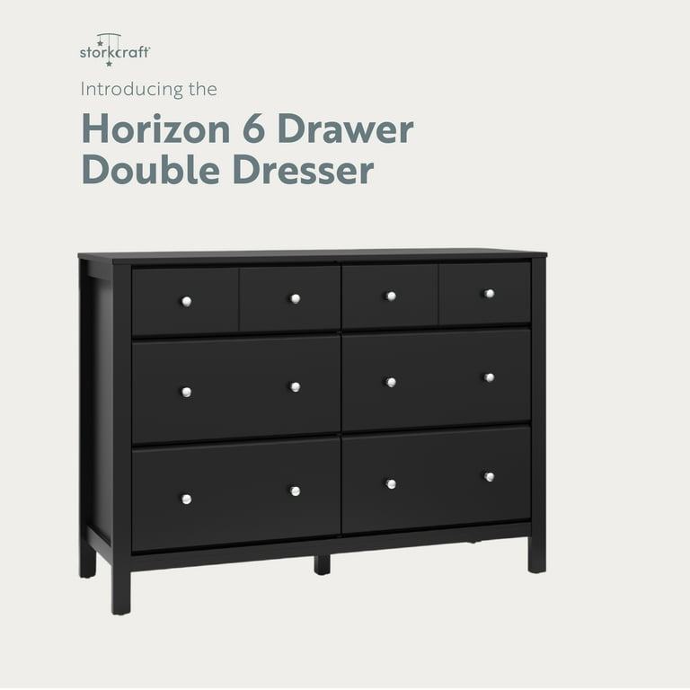 Storkcraft Horizon 6 Drawer Nursery Double Dresser, Black - Walmart.com