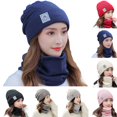 thumbnail image 4 of vnanda Knit Hat Scarf Set Women Winter Hat Scarf Set Knitted Thickened Solid Color Warm Windproof Elastic Anti-slip Plush Cycling Neck Wrap Beanie Set Lady, 4 of 8