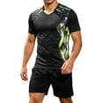thumbnail image 4 of CONZONE Mens 2 Peice Soccer Outfits Graphic Short Sleeve Workout Tshirt Shorts Sets Breathable Quick Dry Football Training Uniform, 4 of 6