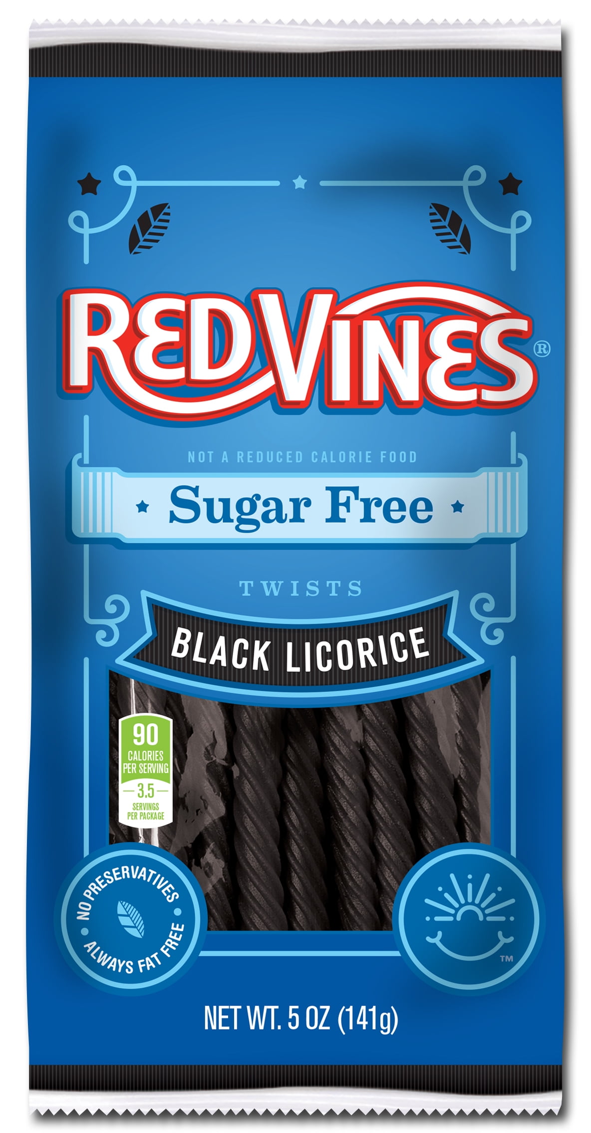 Red Vines Sugar Free Black Licorice Twists, 5oz Bag