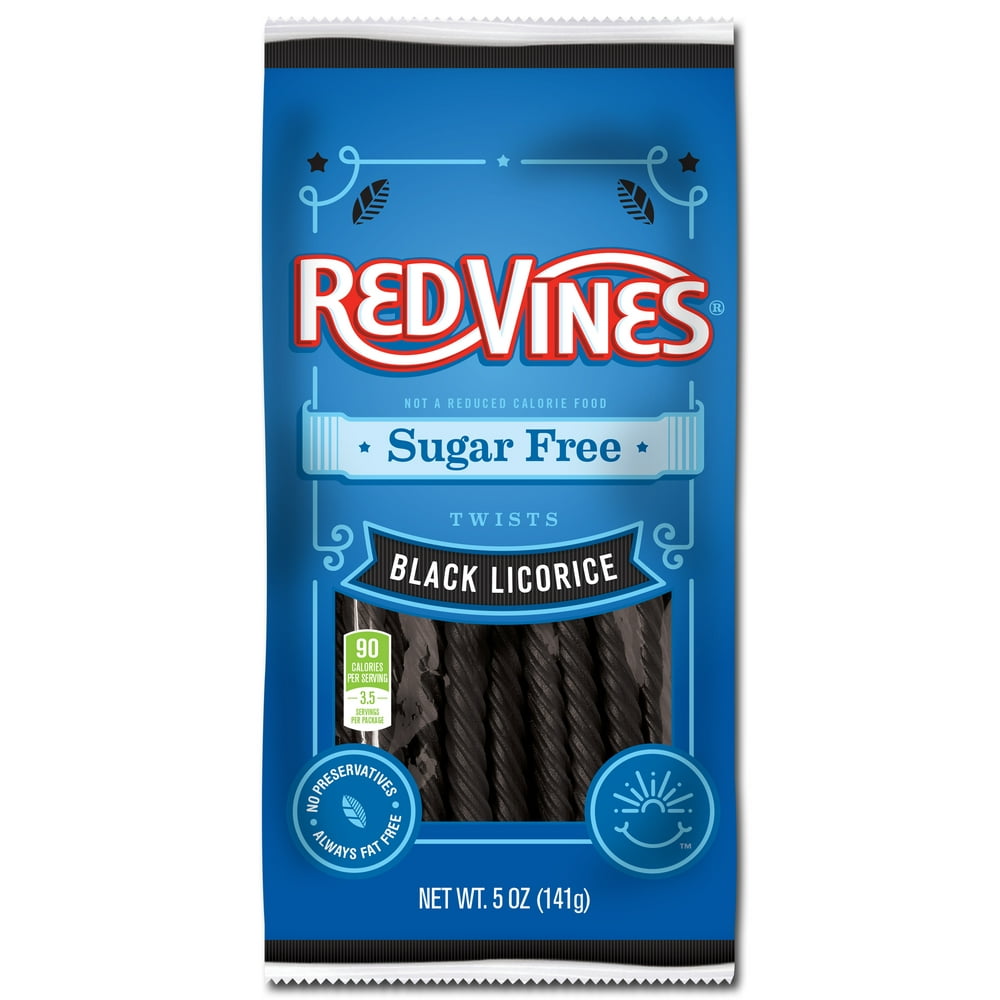 Red Vines Sugar Free Black Licorice Twists, 5oz Bag