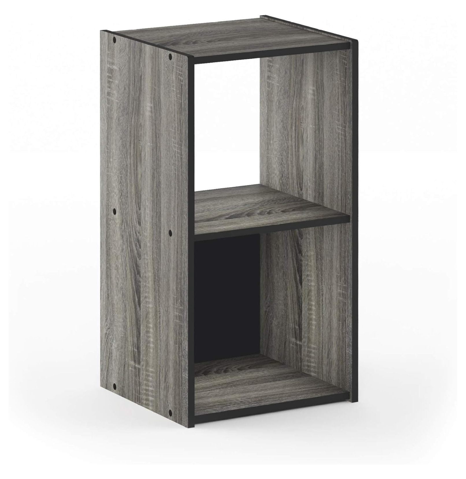 SONGMY Pelli Cubic Storage Cabinet, 2x1, French Oak Grey/Black
