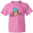 thumbnail image 3 of Inktastic Aloha- in cursive with pineapple rainbow colors Youth T-Shirt, 3 of 5