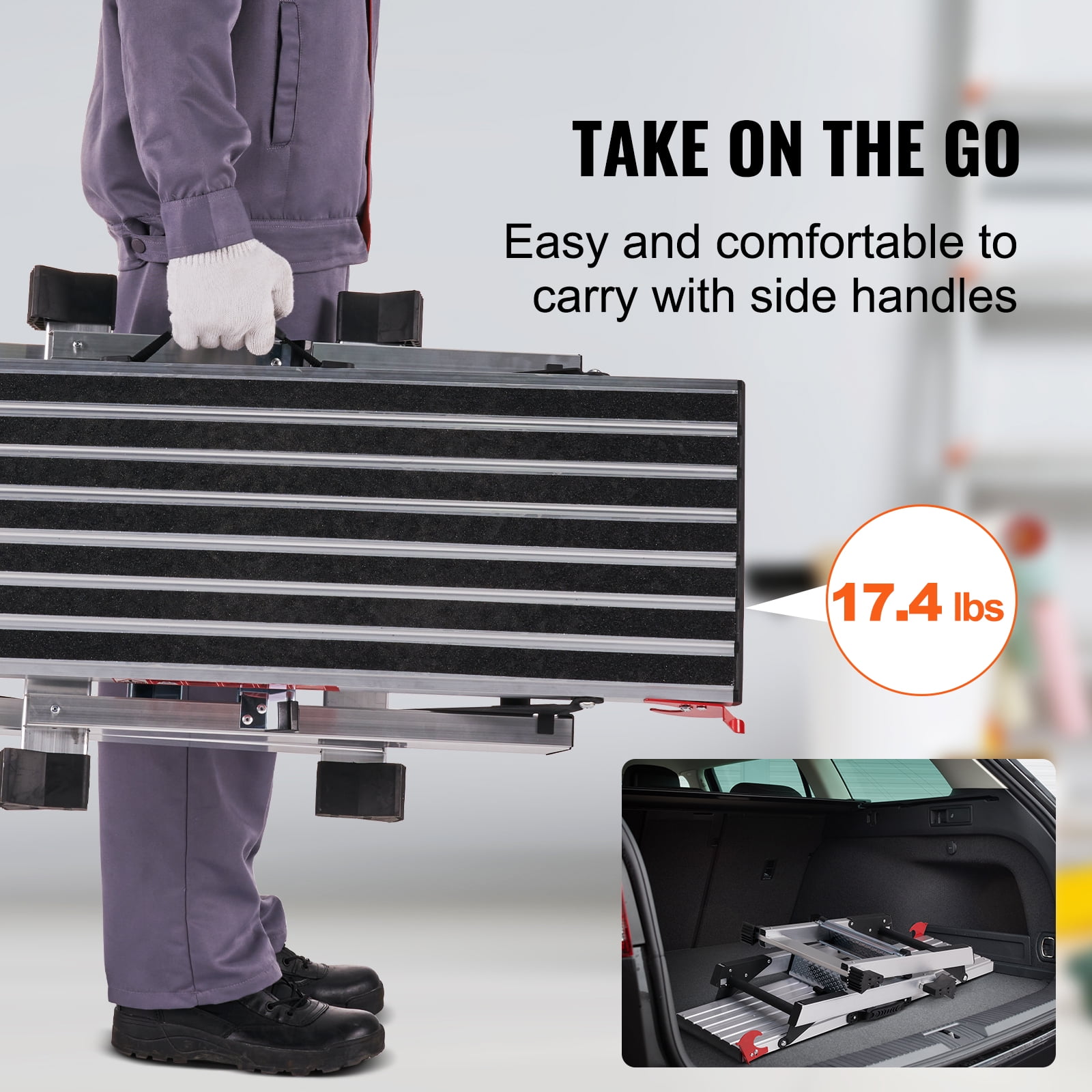 VEVOR Aluminum Folding Work Platform Drywall Ladder 660lbs Non-slip Bench