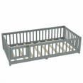 thumbnail image 5 of Modern Twin Size Floor Bed with Safety Guardrails and Door, Low Profile Design, Removable Slats for Versatile Use, Secure Sleeping and Playing Area, Gray, 5 of 9