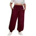 thumbnail image 2 of BILIKEYU Women's Plus Size Daily Elastic Waist Casual Loose Long Sweatpants, Sweatpants Women, Fall Outfits for Women, Womens Pants, 2 of 6