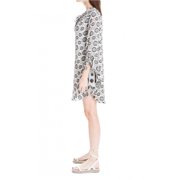 Max Studio London Tie-Neck Flounce Dress CreamBlack M