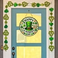 thumbnail image 4 of Happy St Patricks Day Sign Front Door Decor, Green Shamrock Clover Horseshoe Farmhouse Wood Door Hanger, Spring Rustic Wooden Wreath Pediment Plaque Outdoor Indoor Wall Hanging Decor, 4 of 6