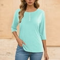 thumbnail image 6 of eczipvz Womens Casual Tops 3/4 Sleeve T-Shirts Round Neck Cute Tunic Tops Basic Tees Blouses Loose Fit Pullover(Light Blue,2XL), 6 of 6