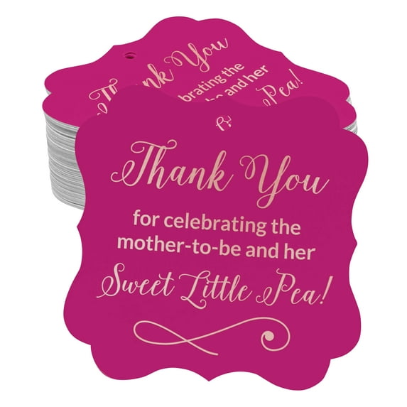 Inkdotpot Real Rose Gold Foil Bracket Shape Paper Hang Tags Thank You For Celebrating The Mother To Be Baby Shower Favor Tags Pack Of 100