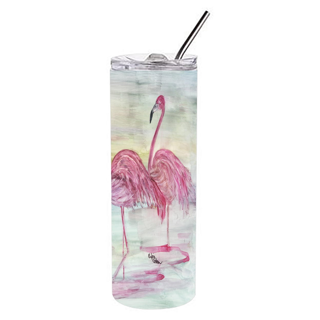 Zero Flocks Given - Flamingo Wine Tumbler with Sliding Lid