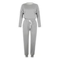 thumbnail image 4 of Scyoekwg Athletic Set for Women Casual Fashion Loose Fall Outfits Solid Color Crewneck Long Sleeve Tops Elastic Waist Jogger Pants Athletic Set Outfits (Gray,S), 4 of 5